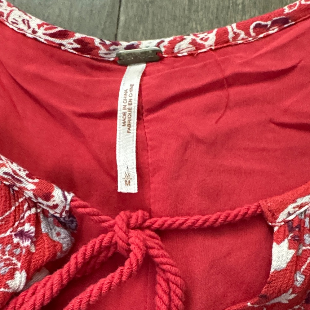 Free People Lucky Loosey Boho Mini Dress Blood Orange M - Picture 6 of 6